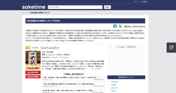 2024年末SAKETIME排行榜